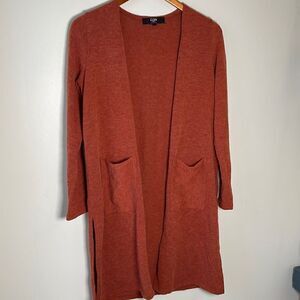 GUC COIN 1804 Charcoal Gray Open Cardigan Front Pockets M